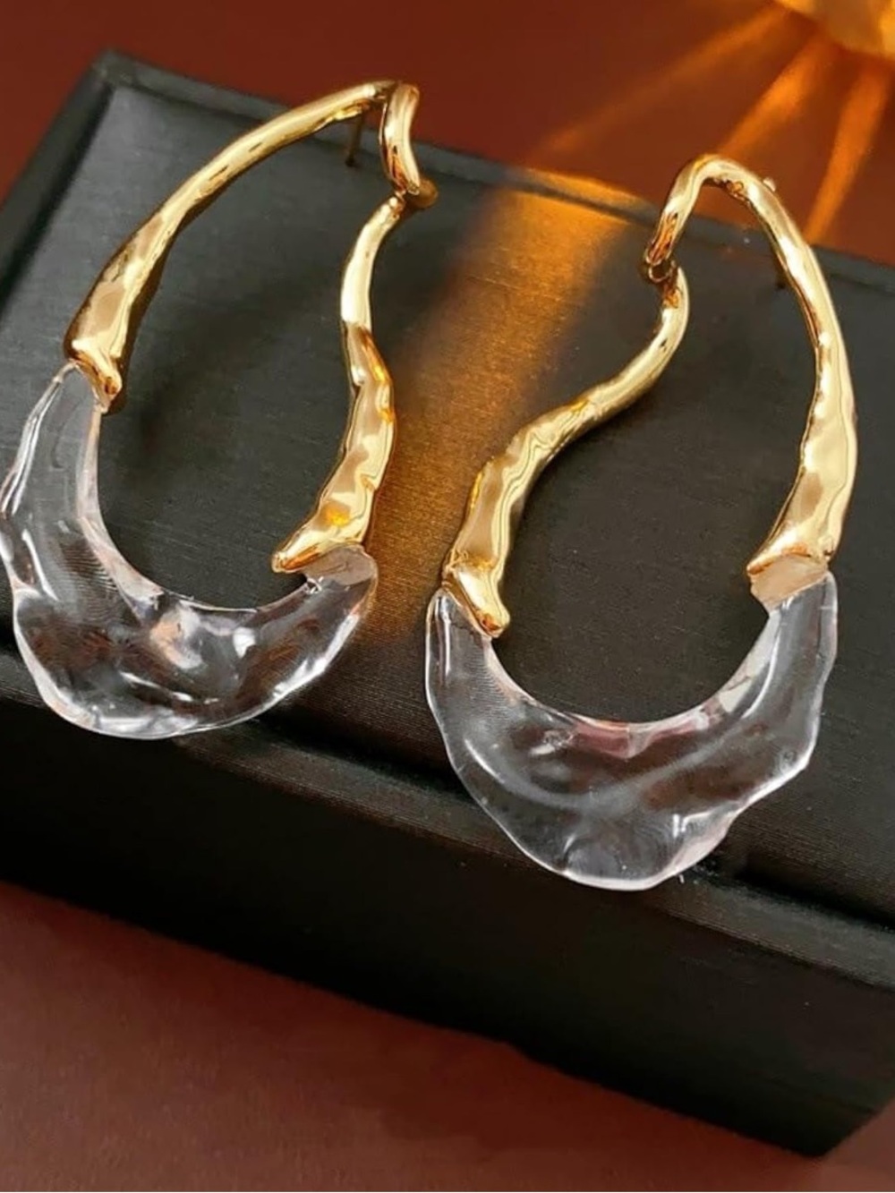 Artisan Gold & Clear Crystal Earrings
